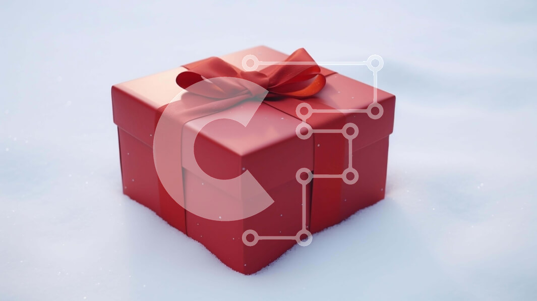 Intra Συλλεκτικό Ξύλινο Παζλ Plywood  4mm - Κόκκινο κουτί δώρου στο χιόνι με κορδέλα Σε Ξύλινο Κουτί - Διαστάσεις: 10x10 cm – 25 κομμάτια