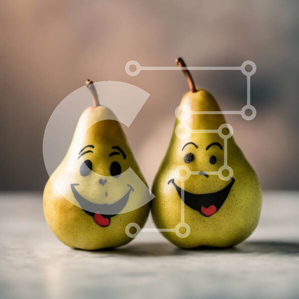 Σετ των 2 Intra Συλλεκτικό Ξύλινο Παζλ Plywood  4mm - Φρέσκα και φιλικά αχλάδια με χαμογελαστά πρόσωπα Σε Ξύλινο Κουτί - Διαστάσεις: 10x10 cm – 25 κομμάτια