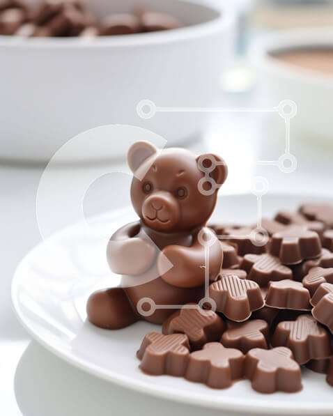 Σετ των 2 Intra Συλλεκτικό Ξύλινο Παζλ Plywood  4mm - Πιάτο γλυκού με αρκουδάκια με σοκολάτα Σε Ξύλινο Κουτί - Διαστάσεις: 10x10 cm – 25 κομμάτια