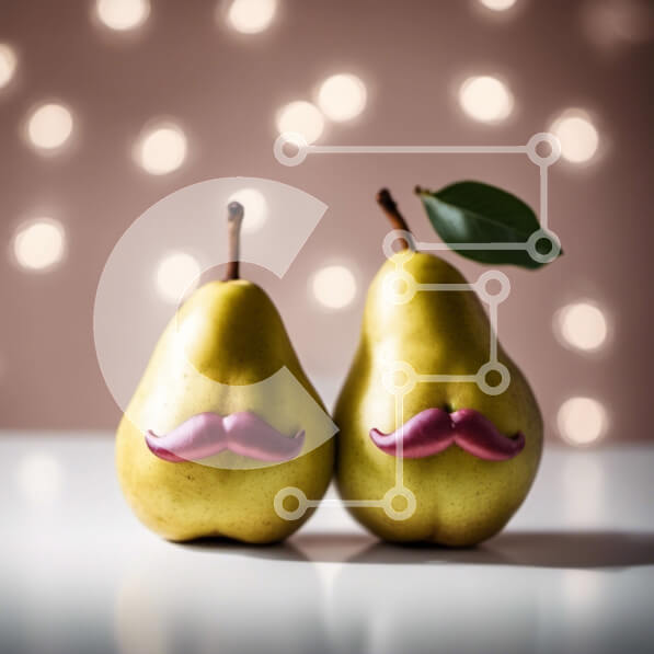 Σετ των 2 Intra Συλλεκτικό Ξύλινο Παζλ Plywood  4mm - Ιδιότροπα αχλάδια με μουστάκια σε λευκό φόντο Σε Ξύλινο Κουτί - Διαστάσεις: 10x10 cm – 25 κομμάτια