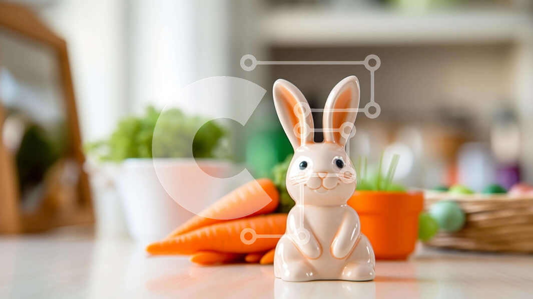 Intra Συλλεκτικό Ξύλινο Παζλ Plywood  4mm - Λευκό ειδώλιο λαγουδάκι με καρότα Σε Ξύλινο Κουτί - Διαστάσεις Puzzle: 10x10 cm – 25 κομμάτια