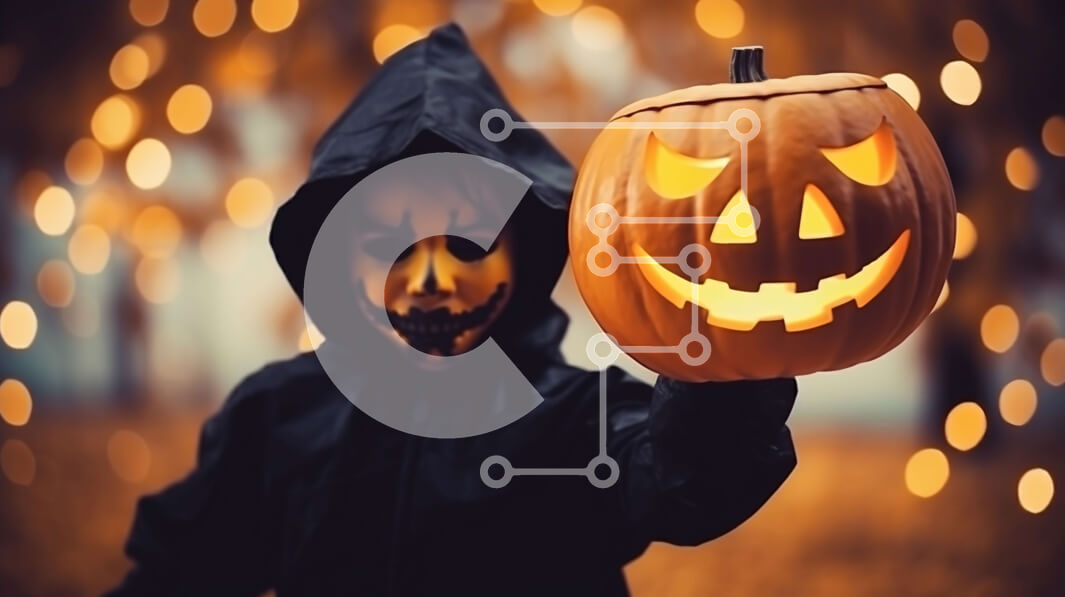 Intra Συλλεκτικό Ξύλινο Παζλ Plywood  4mm - Νεαρό αγόρι που κρατά μια αναμμένη κολοκύθα για το Halloween Σε Ξύλινο Κουτί - Διαστάσεις: 10x10 cm – 25 κομμάτια