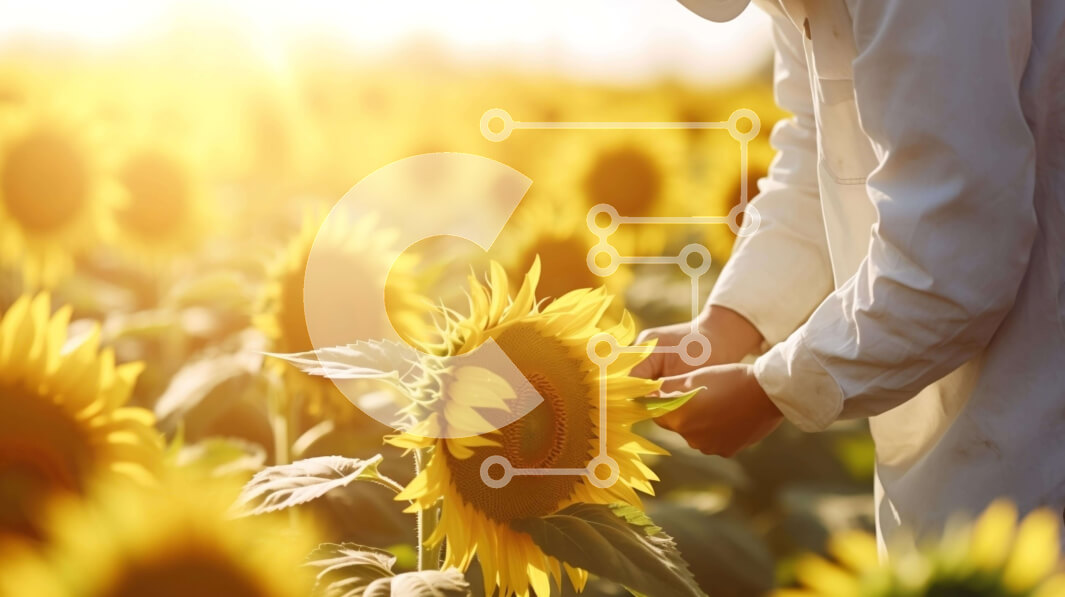 Intra Συλλεκτικό Ξύλινο Παζλ Plywood  4mm - Πρόσωπο που μαζεύει ηλίανθους σε ένα ηλιόλουστο χωράφι Σε Ξύλινο Κουτί - Διαστάσεις: 10x10 cm – 25 κομμάτια