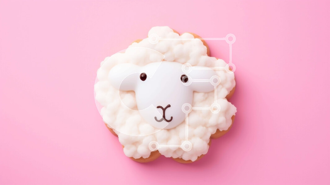 Σετ των 2 Intra Συλλεκτικό Ξύλινο Παζλ Plywood  4mm - Μπισκότο σε σχήμα προβάτου με λευκό πάγωμα σε ροζ φόντο Σε Ξύλινο Κουτί - Διαστάσεις: 10x10 cm – 25 κομμάτια