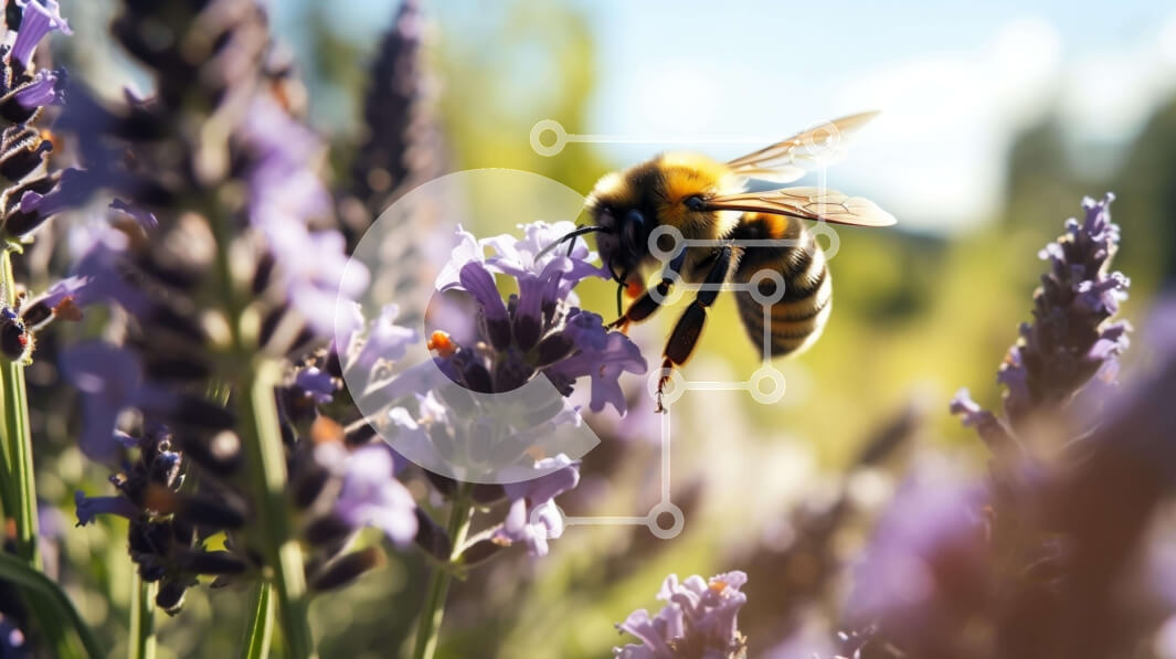 Intra Συλλεκτικό Ξύλινο Παζλ Plywood  4mm - Λουλούδια λεβάντας που επικονιάζουν τις μέλισσες Σε Ξύλινο Κουτί - Διαστάσεις: 10x10 cm – 25 κομμάτια