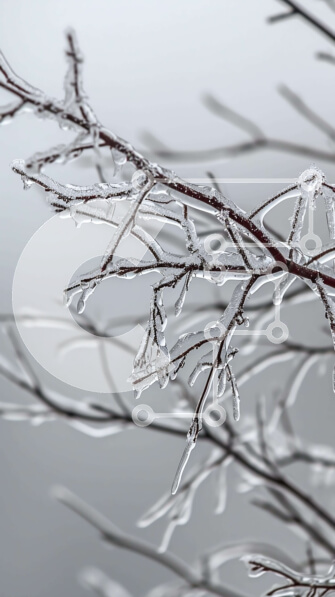 Σετ των 2 Intra Συλλεκτικό Ξύλινο Παζλ Plywood  4mm - Παγωμένο κλαδί δέντρου καλυμμένο με κρυστάλλους πάγου Σε Ξύλινο Κουτί - Διαστάσεις: 10x10 cm – 25 κομμάτια