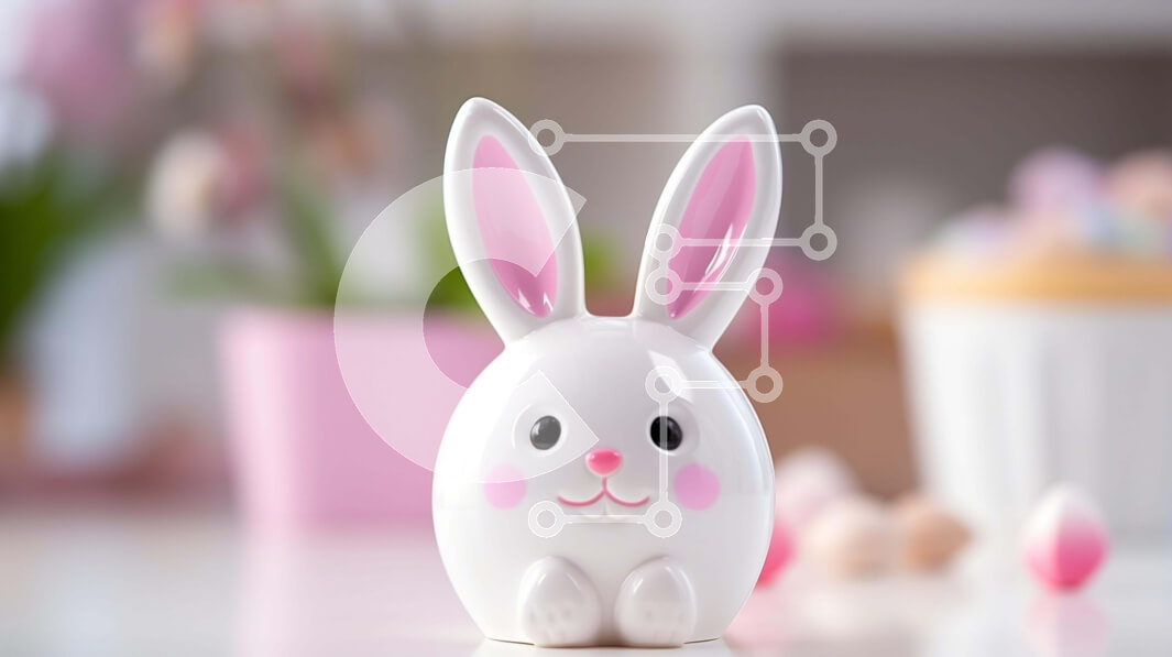 Intra Συλλεκτικό Ξύλινο Παζλ Plywood  4mm - Ειδώλιο λαγουδάκι του Πάσχα και αυγά στο τραπέζι Σε Ξύλινο Κουτί - Διαστάσεις: 10x10 cm – 25 κομμάτια