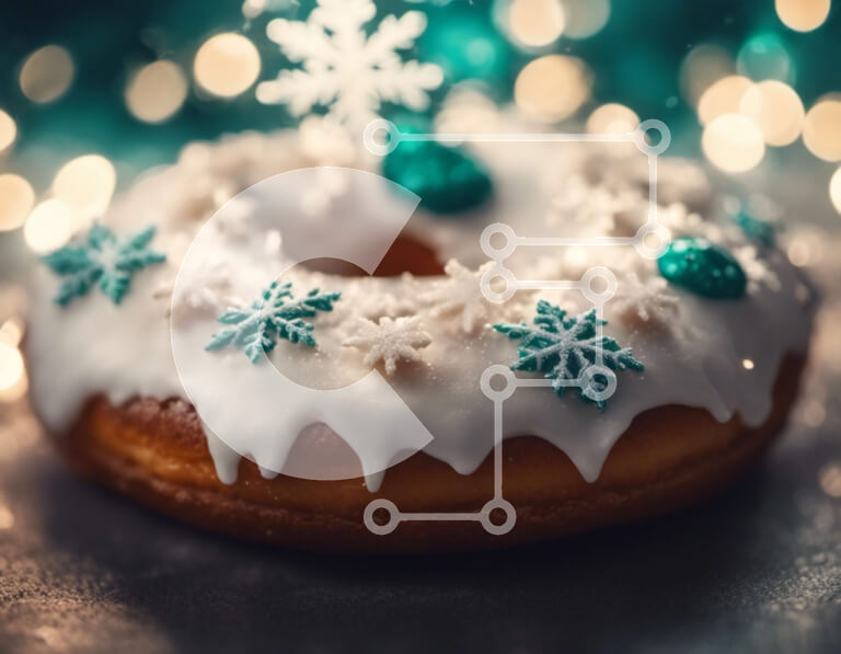 Σετ των 2 Intra Συλλεκτικό Ξύλινο Παζλ Plywood  4mm - Παγωμένο ντόνατ με νιφάδα χιονιού σε διακοσμητικό φόντο Σε Ξύλινο Κουτί - Διαστάσεις: 10x10 cm – 25 κομμάτια