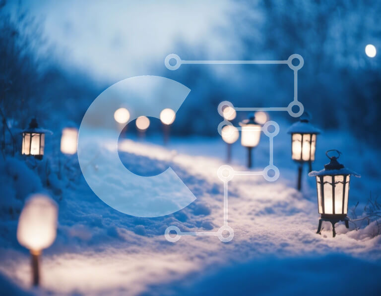 Intra Συλλεκτικό Ξύλινο Παζλ Plywood  4mm - Χιονισμένο μονοπάτι με φανάρια τη νύχτα Σε Ξύλινο Κουτί - Διαστάσεις: 10x10 cm – 25 κομμάτια