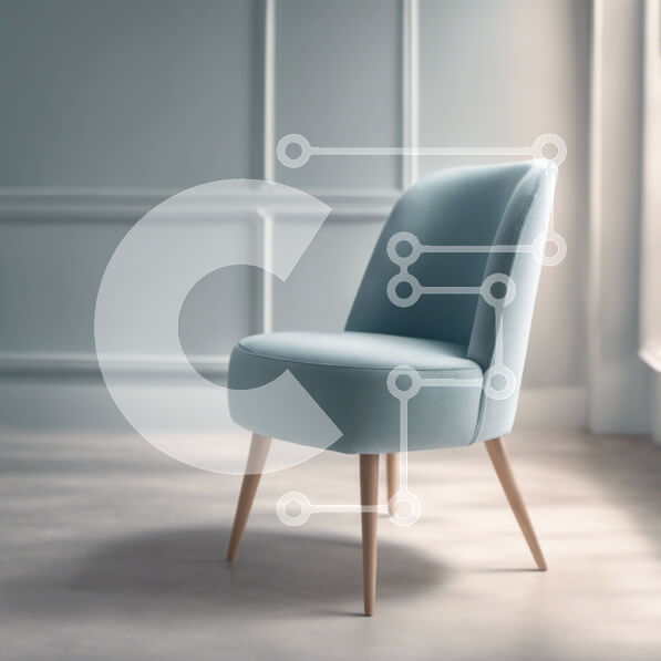 Intra Συλλεκτικό Ξύλινο Παζλ Plywood  4mm - Ανοιχτό μπλε καρέκλα με ξύλινα πόδια σε ένα άδειο δωμάτιο Σε Ξύλινο Κουτί - Διαστάσεις Puzzle: 10x10 cm – 25 κομμάτια