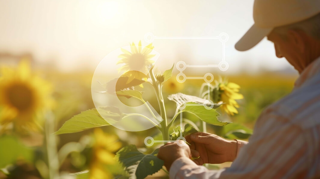 Intra Συλλεκτικό Ξύλινο Παζλ Plywood  4mm - Ηλικιωμένος άνδρας σε ένα χωράφι με ηλιοτρόπια Σε Ξύλινο Κουτί - Διαστάσεις: 10x10 cm – 25 κομμάτια