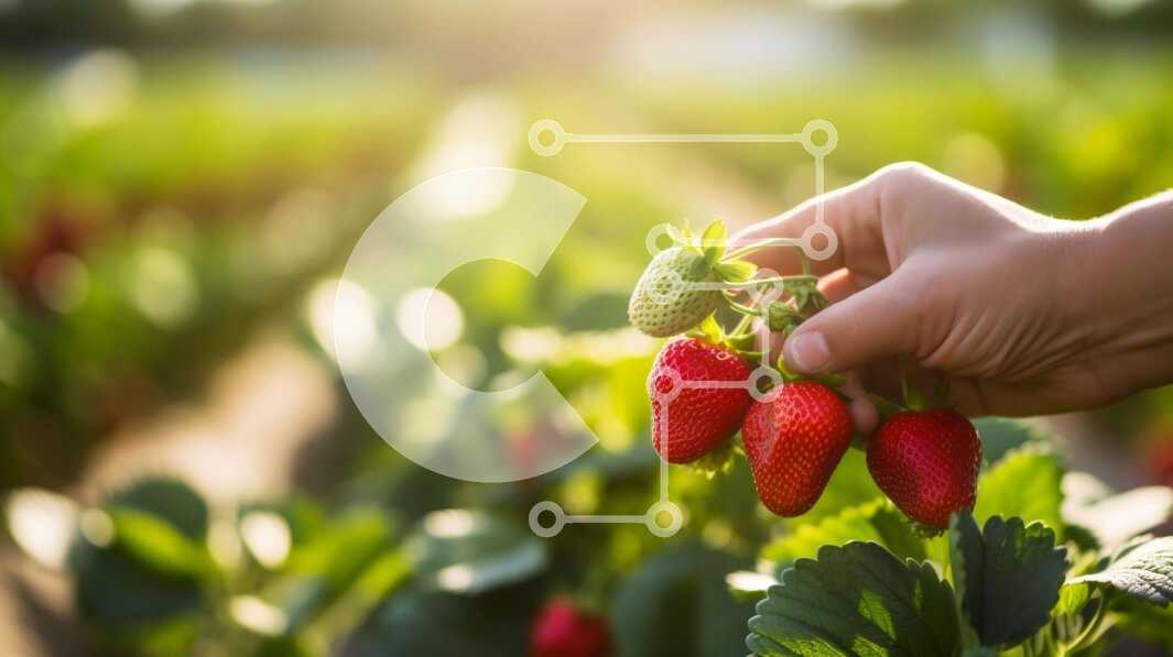 Intra Συλλεκτικό Ξύλινο Παζλ Plywood  4mm - Πρόσωπο που μαζεύει φρέσκες φράουλες από ένα ανοιχτό χωράφι Σε Ξύλινο Κουτί - Διαστάσεις: 10x10 cm – 25 κομμάτια