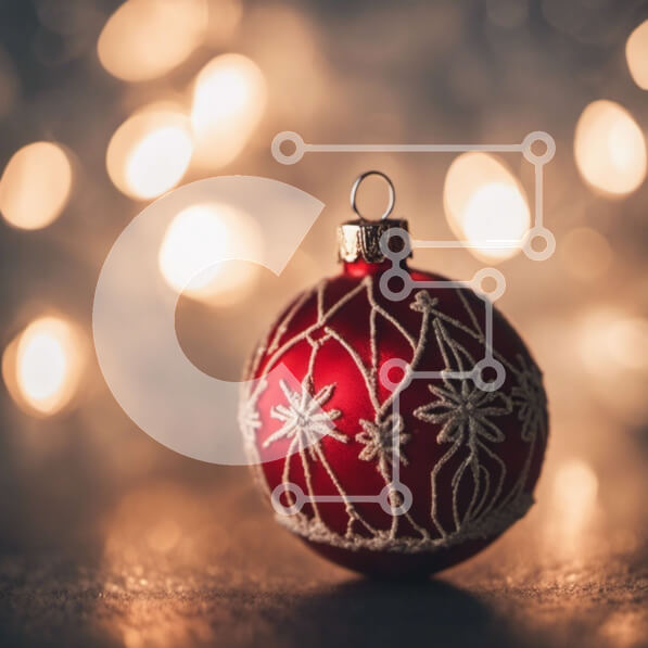 Intra Συλλεκτικό Ξύλινο Παζλ Plywood  4mm - Κόκκινη χριστουγεννιάτικη μπάλα για διακόσμηση διακοπών Σε Ξύλινο Κουτί - Διαστάσεις: 10x10 cm – 25 κομμάτια