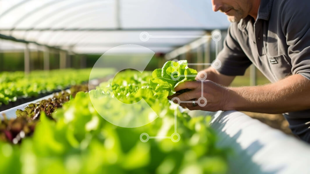 Intra Συλλεκτικό Ξύλινο Παζλ Plywood  4mm - Εσωτερικό υδροπονικό θερμοκήπιο με άνθρωπος που επιθεωρεί φυτά μαρουλιού Σε Ξύλινο Κουτί - Διαστάσεις: 10x10 cm – 25 κομμάτια