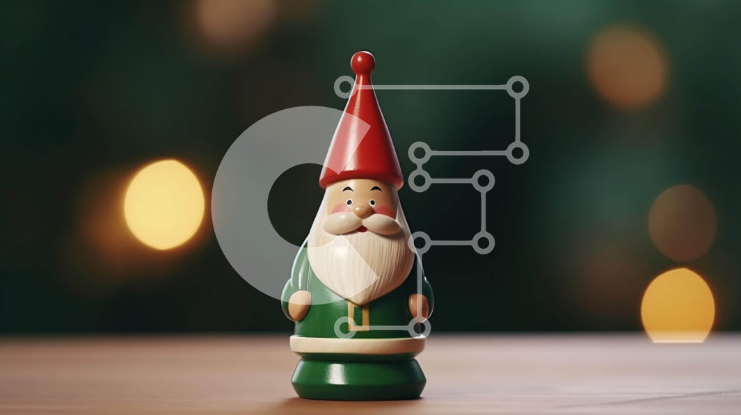 Intra Συλλεκτικό Ξύλινο Παζλ Plywood  4mm - Χριστουγεννιάτικο Gnome που κάθεται σε φόντο Bokeh Σε Ξύλινο Κουτί - Διαστάσεις Puzzle: 10x10 cm – 25 κομμάτια