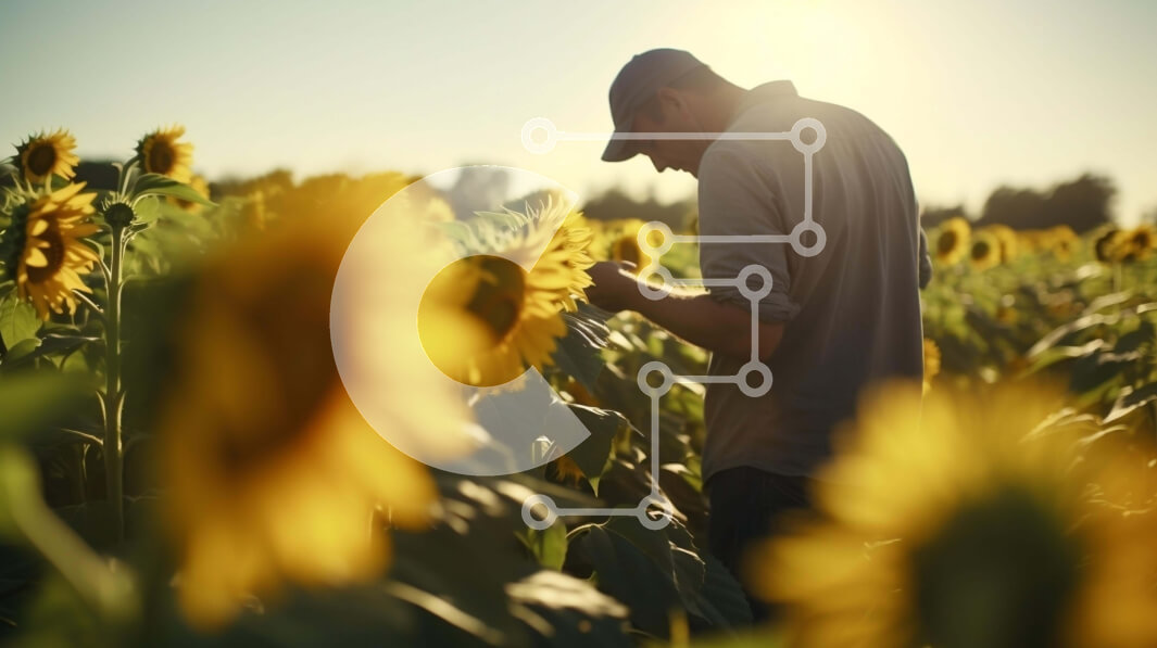 Intra Συλλεκτικό Ξύλινο Παζλ Plywood  4mm - Άτομο που στέκεται στο πεδίο ηλίανθου με τηλέφωνο Σε Ξύλινο Κουτί - Διαστάσεις: 10x10 cm – 25 κομμάτια