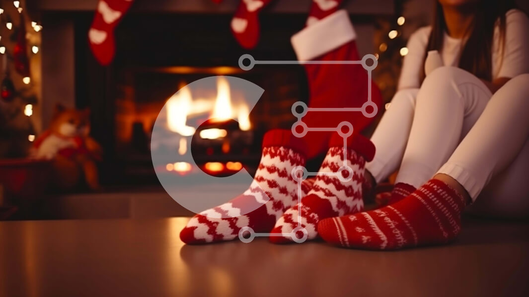 Intra Συλλεκτικό Ξύλινο Παζλ Plywood  4mm - Γυναίκα δίπλα στο τζάκι με χριστουγεννιάτικα στολίδια Σε Ξύλινο Κουτί - Διαστάσεις: 10x10 cm – 25 κομμάτια