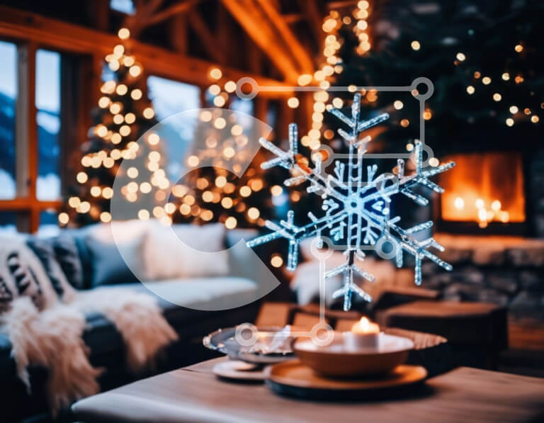 Intra Συλλεκτικό Ξύλινο Παζλ Plywood  4mm - Διακοσμημένο για διακοπές Σαλόνι με Στολίδι από νιφάδα χιονιού Σε Ξύλινο Κουτί - Διαστάσεις Puzzle: 10x10 cm – 25 κομμάτια