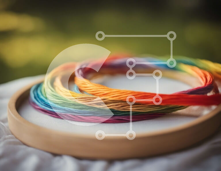 Intra Συλλεκτικό Ξύλινο Παζλ Plywood  4mm - Πολύχρωμες κλωστές σε ξύλινο τσέρκι για χειροτεχνίες Σε Ξύλινο Κουτί - Διαστάσεις Puzzle: 10x10 cm – 25 κομμάτια