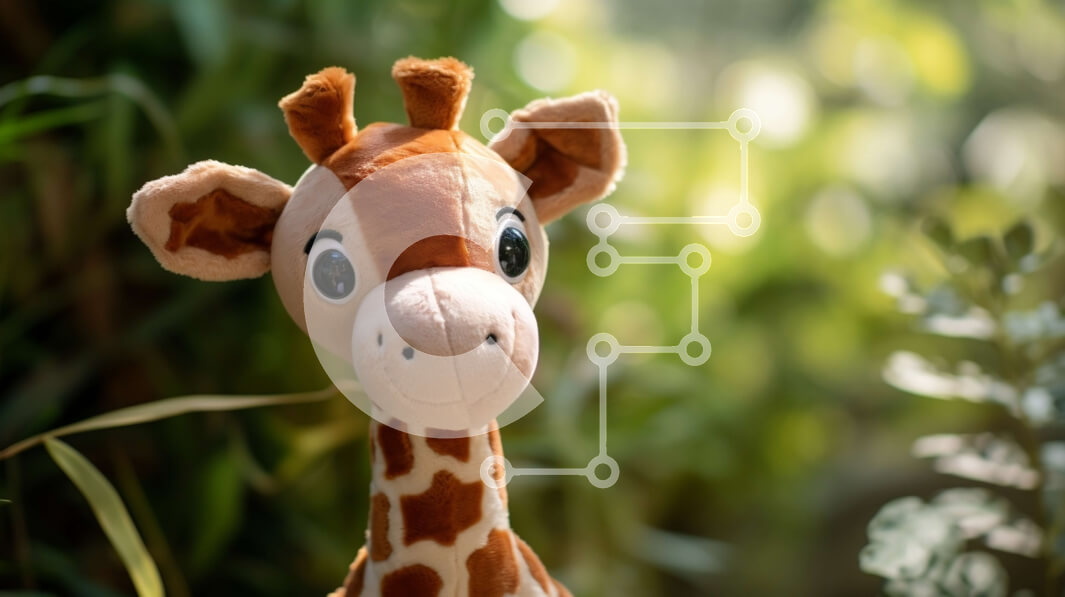 Σετ των 2 Intra Συλλεκτικό Ξύλινο Παζλ Plywood  4mm - Περίεργη καμηλοπάρδαλη γεμιστό ζώο με φυτά και δέντρα Σε Ξύλινο Κουτί - Διαστάσεις: 10x10 cm – 25 κομμάτια