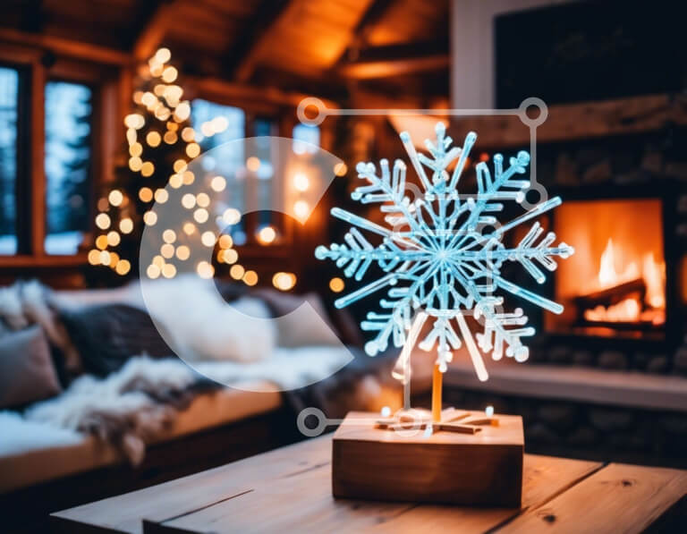 Intra Συλλεκτικό Ξύλινο Παζλ Plywood  4mm - Φως LED Snowflake στο άνετο σαλόνι Σε Ξύλινο Κουτί - Διαστάσεις Puzzle: 10x10 cm – 25 κομμάτια