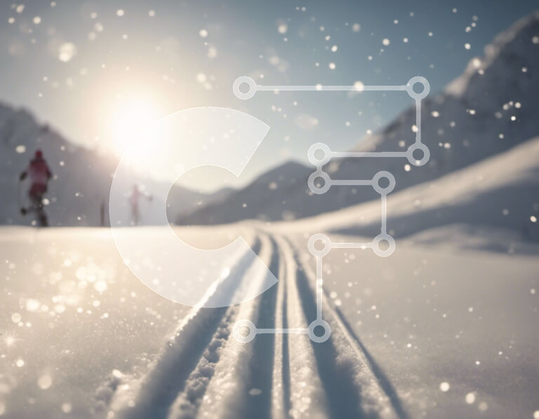 Intra Συλλεκτικό Ξύλινο Παζλ Plywood  4mm - Χιονισμένο μονοπάτι σκι με δύο σκιέρ Σε Ξύλινο Κουτί - Διαστάσεις Puzzle: 10x10 cm – 25 κομμάτια