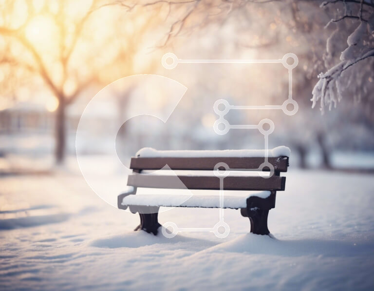 Intra Συλλεκτικό Ξύλινο Παζλ Plywood  4mm - Χειμερινός πάγκος σε ένα χιονισμένο πάρκο Σε Ξύλινο Κουτί - Διαστάσεις Puzzle: 10x10 cm – 25 κομμάτια