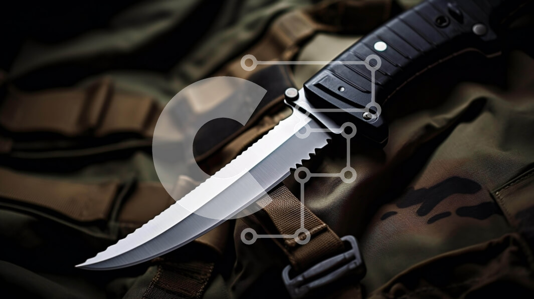 Intra Συλλεκτικό Ξύλινο Παζλ Plywood  4mm - Μαχαίρι σε καμουφλαρισμένα ρούχα για αυτοάμυνα Σε Ξύλινο Κουτί - Διαστάσεις: 10x10 cm – 25 κομμάτια