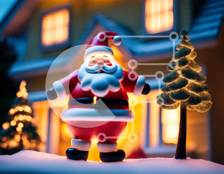 Intra Συλλεκτικό Ξύλινο Παζλ Plywood  4mm - Ειδώλιο Άγιου Βασίλη σε εορταστικά διακοσμημένο σπίτι Σε Ξύλινο Κουτί - Διαστάσεις: 10x10 cm – 25 κομμάτια