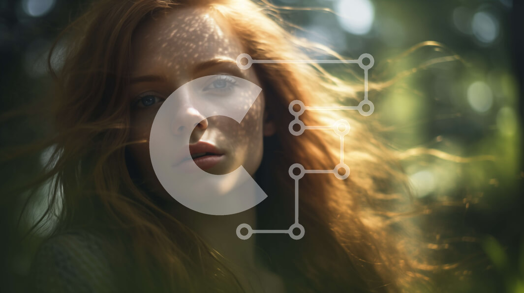 Intra Συλλεκτικό Ξύλινο Παζλ Plywood  4mm - Νεαρή γυναίκα με κόκκινα μαλλιά στο δάσος Σε Ξύλινο Κουτί - Διαστάσεις: 10x10 cm – 25 κομμάτια