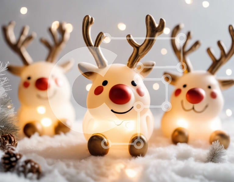 Intra Συλλεκτικό Ξύλινο Παζλ Plywood  4mm - Ειδώλια ταράνδων διακοπών σε χιονισμένο φόντο Σε Ξύλινο Κουτί - Διαστάσεις: 10x10 cm – 25 κομμάτια