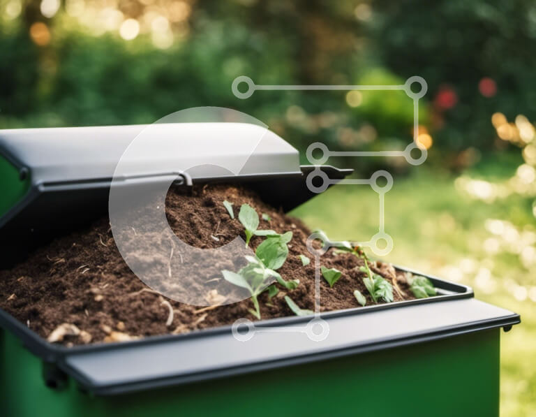 Intra Συλλεκτικό Ξύλινο Παζλ Plywood  4mm - Πράσινος κάδος απορριμμάτων με χώμα και φυτά Σε Ξύλινο Κουτί - Διαστάσεις: 10x10 cm – 25 κομμάτια