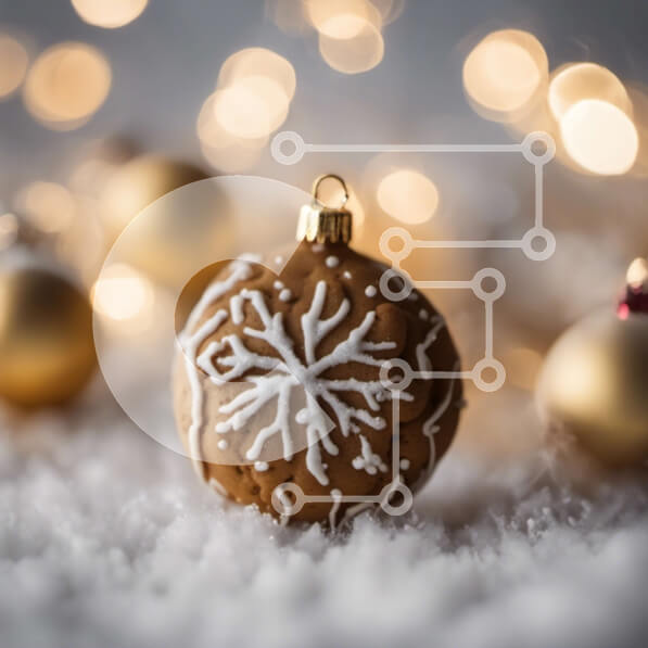 Intra Συλλεκτικό Ξύλινο Παζλ Plywood  4mm - Εορταστική διακόσμηση με μελόψωμο σε νιφάδες χιονιού Σε Ξύλινο Κουτί - Διαστάσεις: 10x10 cm – 25 κομμάτια