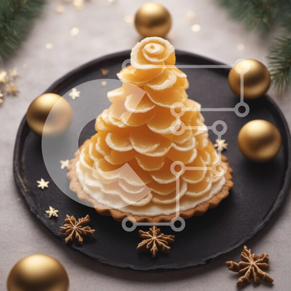 Σετ των 2 Intra Συλλεκτικό Ξύλινο Παζλ Plywood  4mm - Εορταστικό επιδόρπιο με κέικ και χρυσά στολίδια Σε Ξύλινο Κουτί - Διαστάσεις: 10x10 cm – 25 κομμάτια