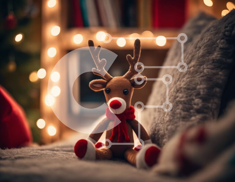 Intra Συλλεκτικό Ξύλινο Παζλ Plywood  4mm - Παιχνίδι Τάρανδοι στο κρεβάτι με φώτα Σε Ξύλινο Κουτί - Διαστάσεις Puzzle: 10x10 cm – 25 κομμάτια