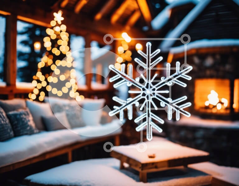 Intra Συλλεκτικό Ξύλινο Παζλ Plywood  4mm - Διακόσμηση με νιφάδα χιονιού σε μαξιλάρια και κουβέρτες Σε Ξύλινο Κουτί - Διαστάσεις: 10x10 cm – 25 κομμάτια