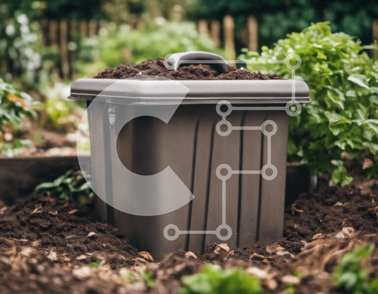 Intra Συλλεκτικό Ξύλινο Παζλ Plywood  4mm - Καφέ κάδος απορριμμάτων σε σκηνικό κήπου Σε Ξύλινο Κουτί - Διαστάσεις: 10x10 cm – 25 κομμάτια