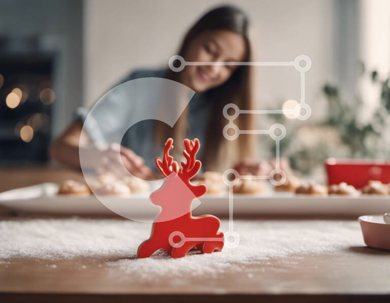 Intra Συλλεκτικό Ξύλινο Παζλ Plywood  4mm - Ψήσιμο διακοπών: Νεαρή γυναίκα που φτιάχνει μπισκότα Σε Ξύλινο Κουτί - Διαστάσεις: 10x10 cm – 25 κομμάτια