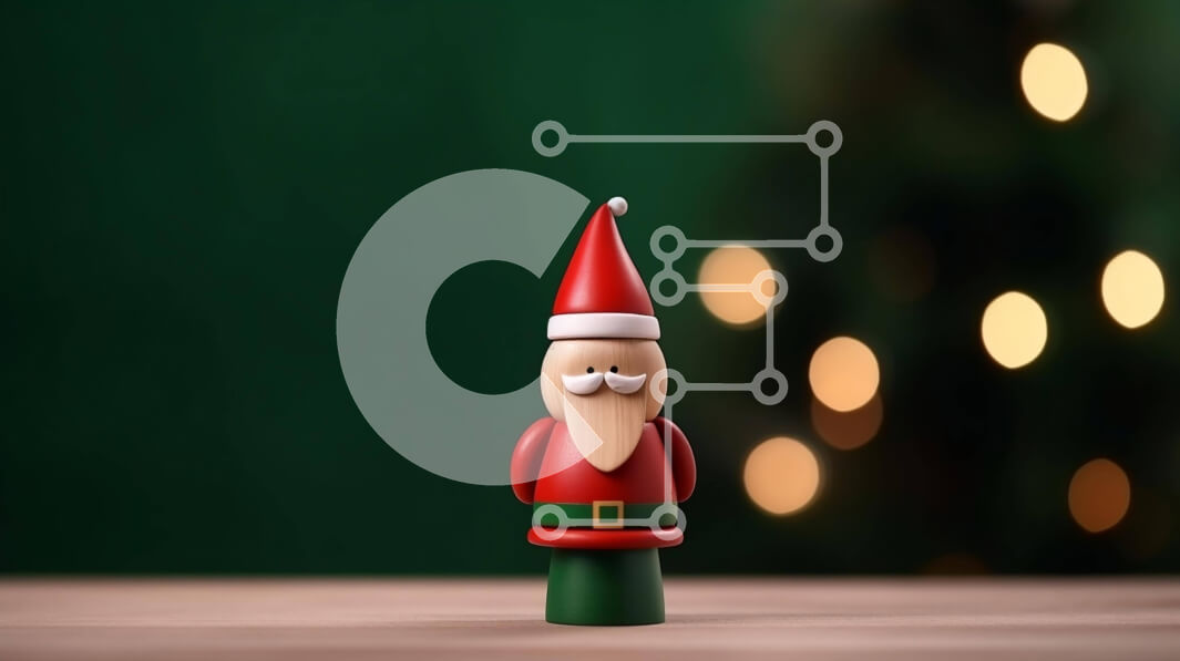 Intra Συλλεκτικό Ξύλινο Παζλ Plywood  4mm - Ξύλινο ειδώλιο Άγιου Βασίλη σε αφηρημένο πράσινο φόντο Σε Ξύλινο Κουτί - Διαστάσεις: 10x10 cm – 25 κομμάτια