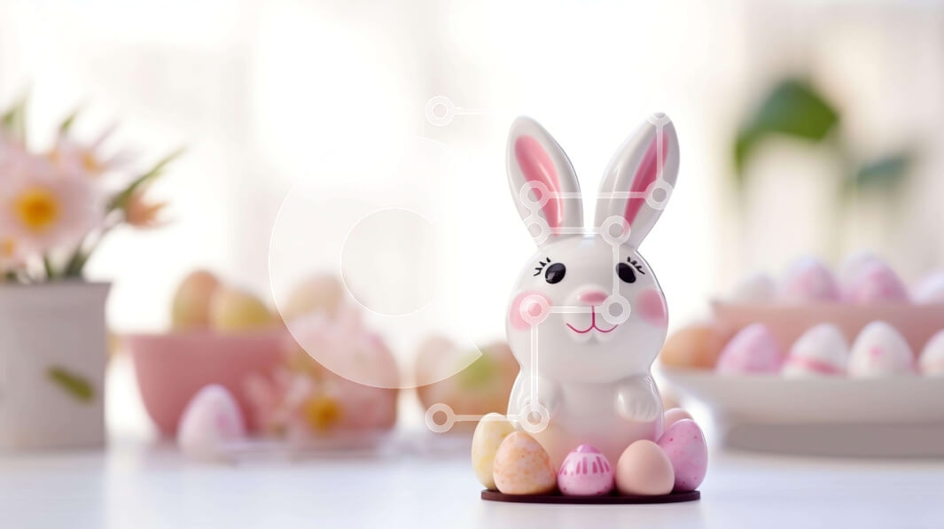 Intra Συλλεκτικό Ξύλινο Παζλ Plywood  4mm - Ειδώλιο λαγουδάκι του Πάσχα σε πασχαλινό αυγό με ροζ και λευκά λουλούδια Σε Ξύλινο Κουτί - Διαστάσεις: 10x10 cm – 25 κομμάτια