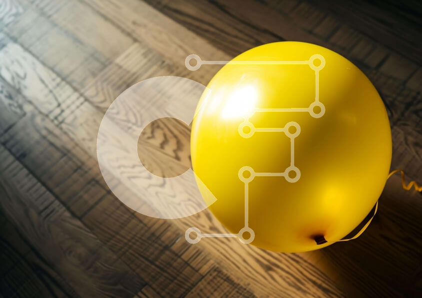 Intra Συλλεκτικό Ξύλινο Παζλ Plywood  4mm - Κίτρινο μπαλόνι στο ξύλινο πάτωμα Σε Ξύλινο Κουτί - Διαστάσεις: 10x10 cm – 25 κομμάτια