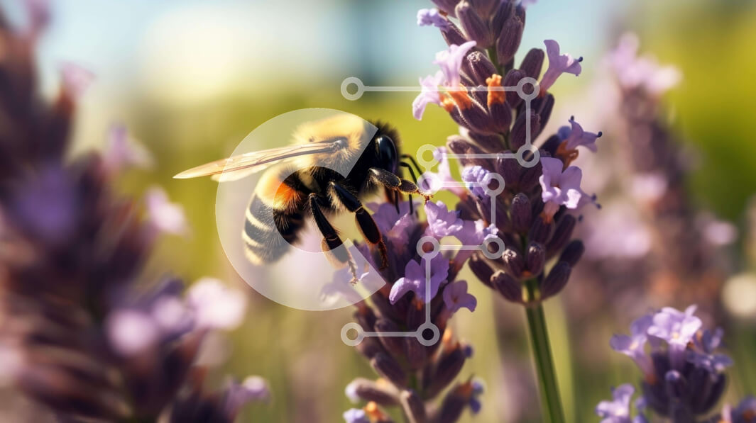 Intra Συλλεκτικό Ξύλινο Παζλ Plywood  4mm - Μέλισσα σε λουλούδια λεβάντας που επικονιάζουν φυτά Σε Ξύλινο Κουτί - Διαστάσεις: 10x10 cm – 25 κομμάτια