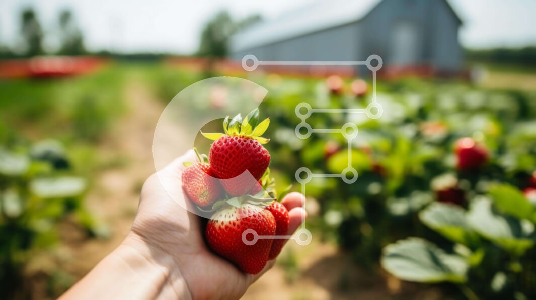 Intra Συλλεκτικό Ξύλινο Παζλ Plywood  4mm - Πρόσωπο που κρατά φρέσκες φράουλες σε ένα γεωργικό χωράφι Σε Ξύλινο Κουτί - Διαστάσεις: 10x10 cm – 25 κομμάτια