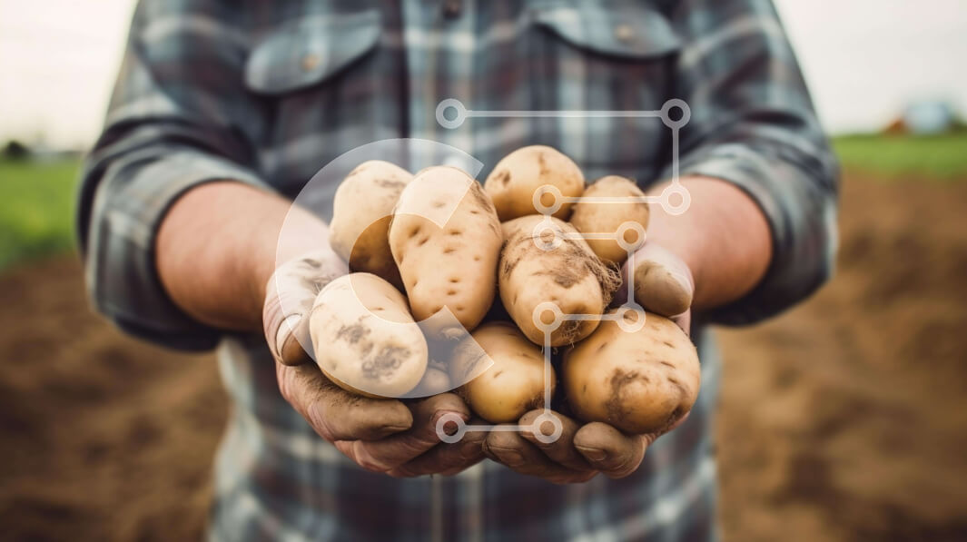 Intra Συλλεκτικό Ξύλινο Παζλ Plywood  4mm - Άνθρωπος που συγκομίζει πατάτες από ένα χωράφι Σε Ξύλινο Κουτί - Διαστάσεις Puzzle: 10x10 cm – 25 κομμάτια