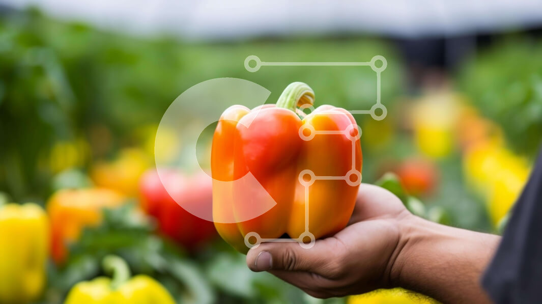 Σετ των 2 Intra Συλλεκτικό Ξύλινο Παζλ Plywood  4mm - Άτομο που κρατά τις πιπεριές σε ένα χωράφι Σε Ξύλινο Κουτί - Διαστάσεις: 10x10 cm – 25 κομμάτια