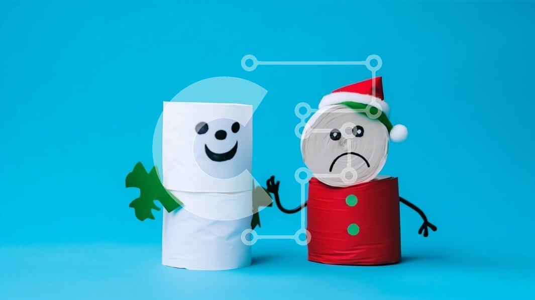 Intra Συλλεκτικό Ξύλινο Παζλ Plywood  4mm - Ρολά από χαρτί υγείας Elf and Snowman για εορταστική διακόσμηση Σε Ξύλινο Κουτί - Διαστάσεις: 10x10 cm – 25 κομμάτια