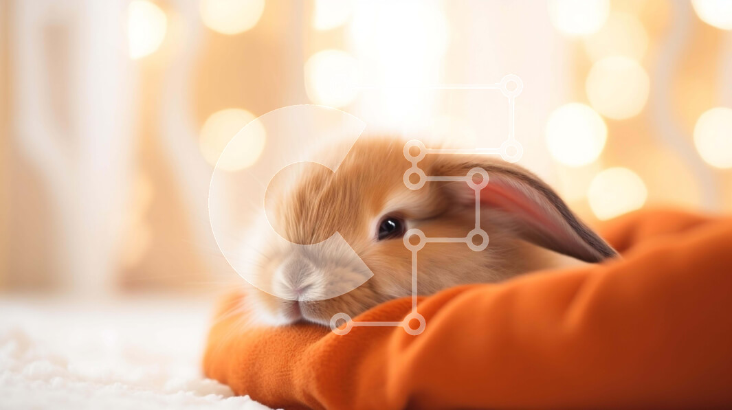 Intra Συλλεκτικό Ξύλινο Παζλ Plywood  4mm - Μικρό καφέ κουνελάκι κουκουλωμένο πάνω σε πορτοκαλί κουβέρτα με φώτα γύρω Σε Ξύλινο Κουτί - Διαστάσεις: 10x10 cm – 25 κομμάτια