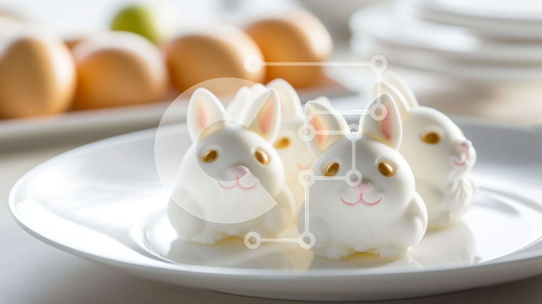 Intra Συλλεκτικό Ξύλινο Παζλ Plywood  4mm - Ειδώλια και αυγά λαγουδάκι του Πάσχα στο πιάτο Σε Ξύλινο Κουτί - Διαστάσεις: 10x10 cm – 25 κομμάτια