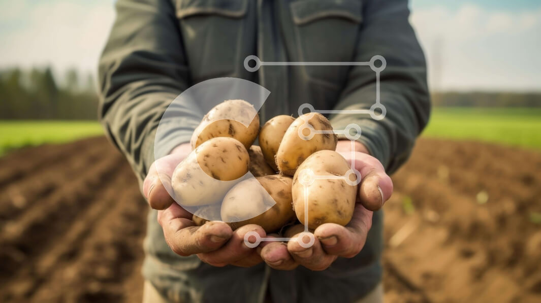 Intra Συλλεκτικό Ξύλινο Παζλ Plywood  4mm - Άνθρωπος που συγκομίζει πατάτες από ένα χωράφι Σε Ξύλινο Κουτί - Διαστάσεις Puzzle: 10x10 cm – 25 κομμάτια