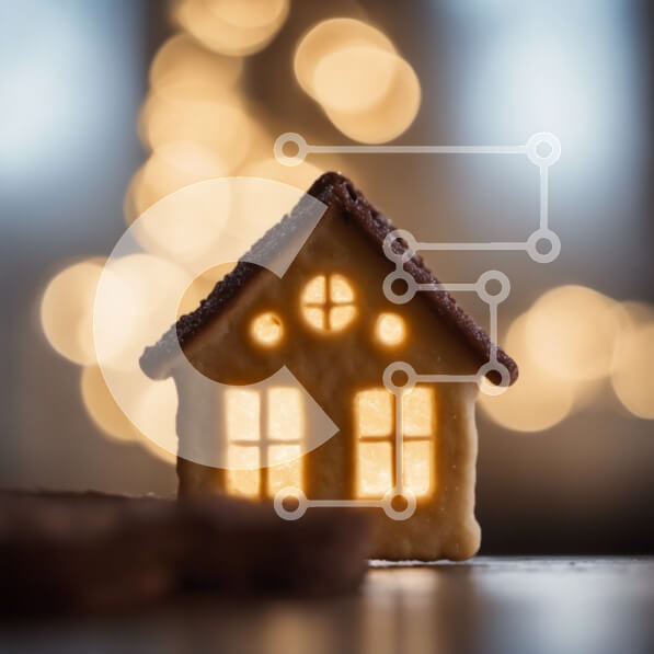 Intra Συλλεκτικό Ξύλινο Παζλ Plywood  4mm - Στολίδι με μελόψωμο σπιτιού με φώτα Bokeh Σε Ξύλινο Κουτί - Διαστάσεις: 10x10 cm – 25 κομμάτια